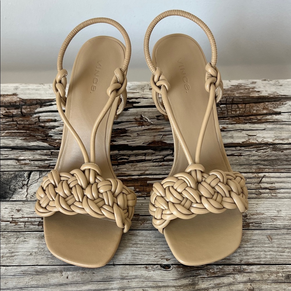 NWOT VINCE Quenelle Braided Strappy Heel Sandals EUR 37.5 USA 7.5 - Picture 3 of 15